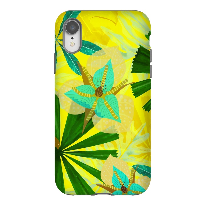 iPhone Xr StrongFit Colorful Yellow Green and teal Abstract Aloha Tropical Jungle by  Utart