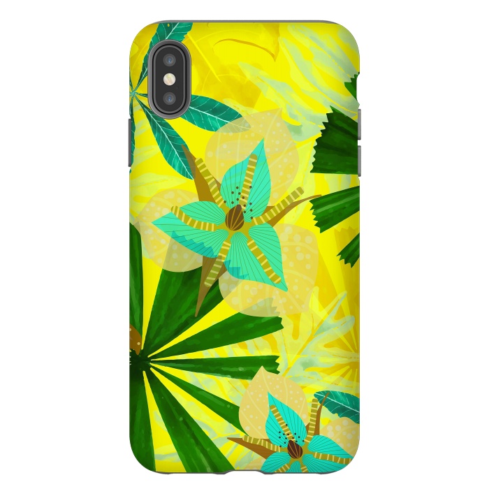 iPhone Xs Max StrongFit Colorful Yellow Green and teal Abstract Aloha Tropical Jungle by  Utart