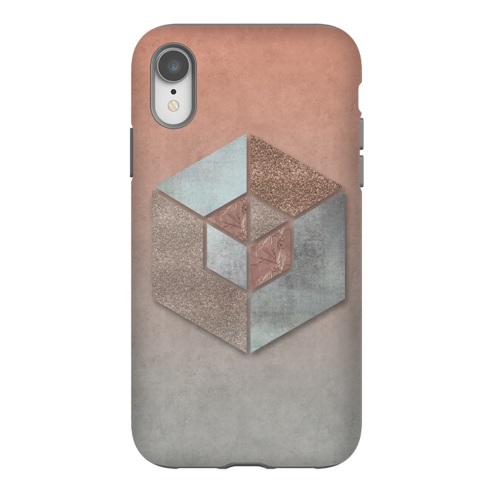 iPhone Xr StrongFit Copper Gray Hexagon by Andrea Haase