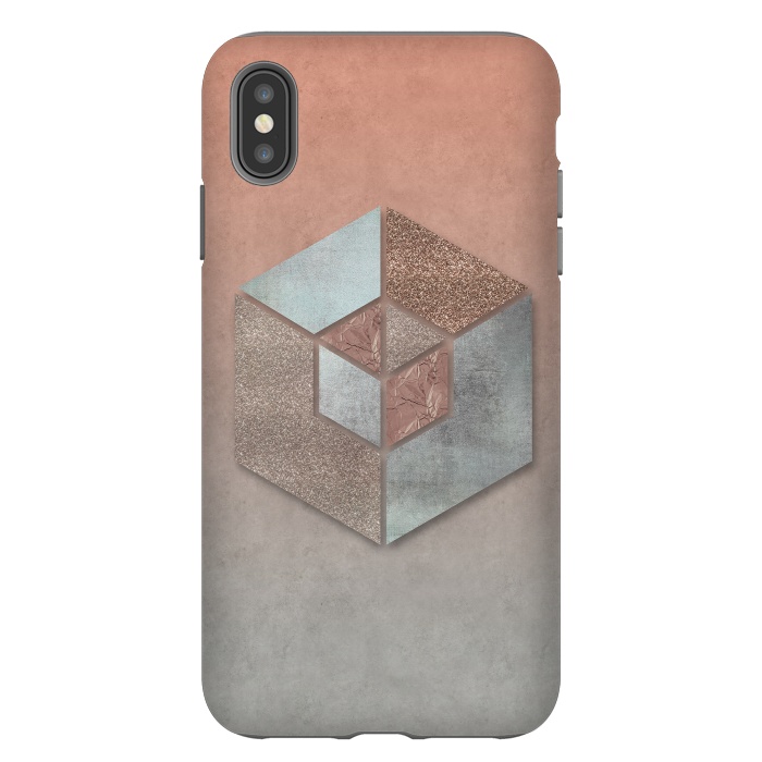 iPhone Xs Max StrongFit Copper Gray Hexagon by Andrea Haase
