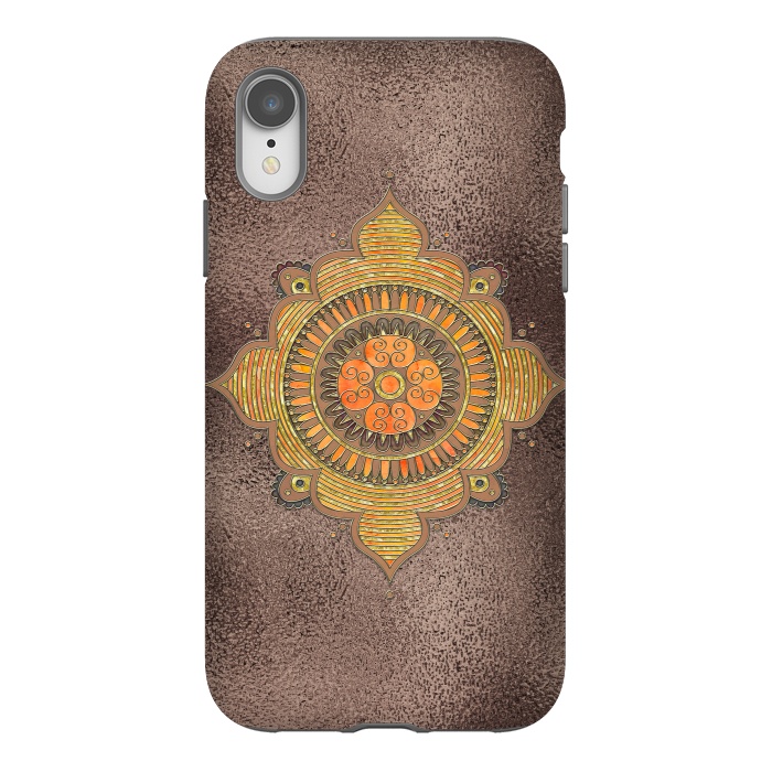 iPhone Xr StrongFit Mandala On Copper 2 by Andrea Haase