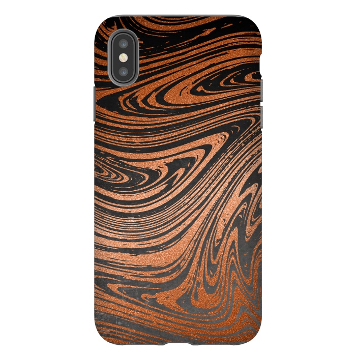 iPhone Xs Max StrongFit Copper Black Faux Marble 2 by Andrea Haase