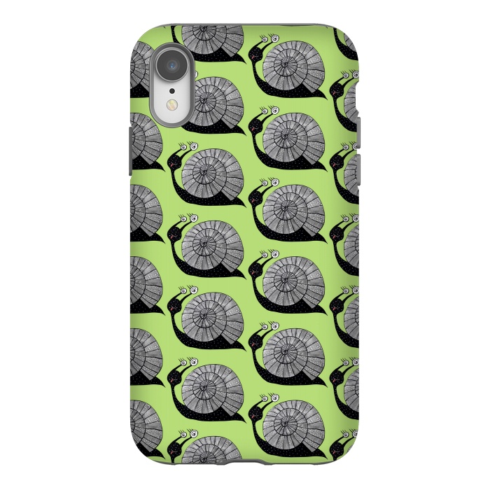 iPhone Xr StrongFit Cartoon Snail With Spiral Eyes Pattern by Boriana Giormova
