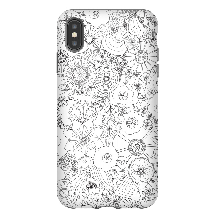 iPhone Xs Max StrongFit 70s Blooms in Black and White by Paula Ohreen