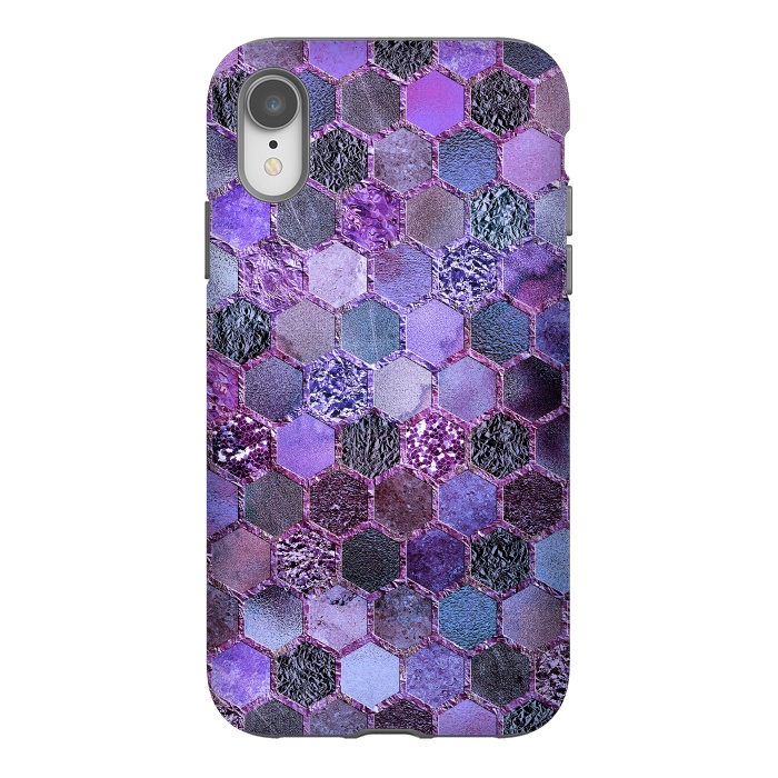 iPhone Xr StrongFit Purple Metal Honeycomb Pattern by  Utart