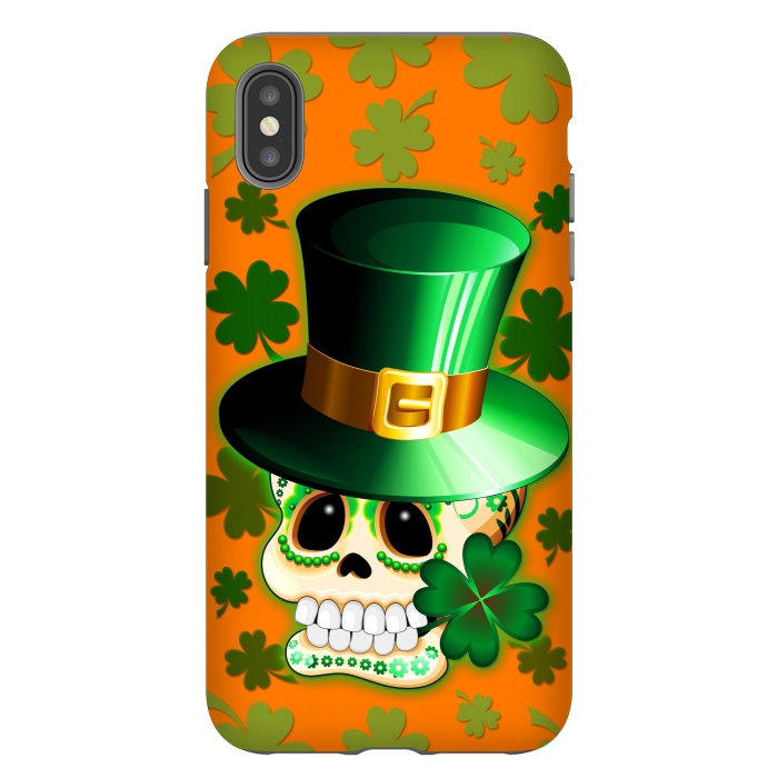 iPhone Xs Max StrongFit St Patrick Lucky Irish Skull Cartoon  by BluedarkArt