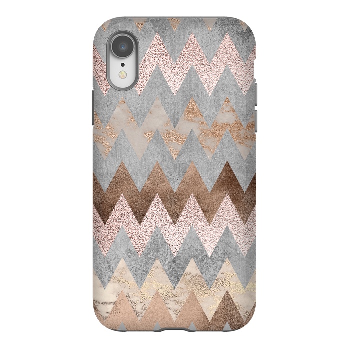 iPhone Xr StrongFit Rose Gold Marble Chevron by  Utart