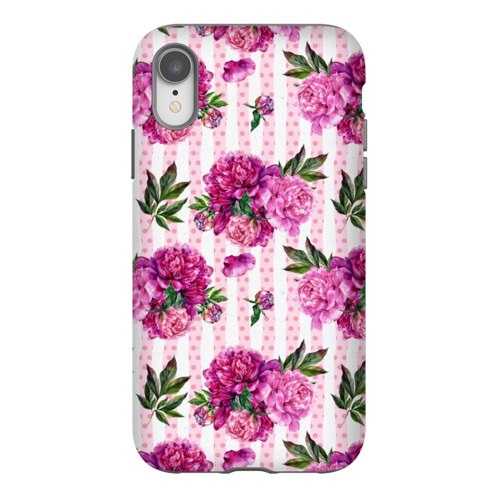 iPhone Xr StrongFit Stripes and Peonies  by  Utart