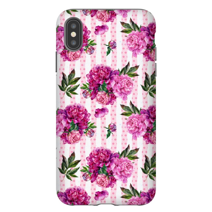 iPhone Xs Max StrongFit Stripes and Peonies  by  Utart