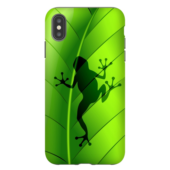 iPhone Xs Max StrongFit Frog Shape on Green Leaf by BluedarkArt