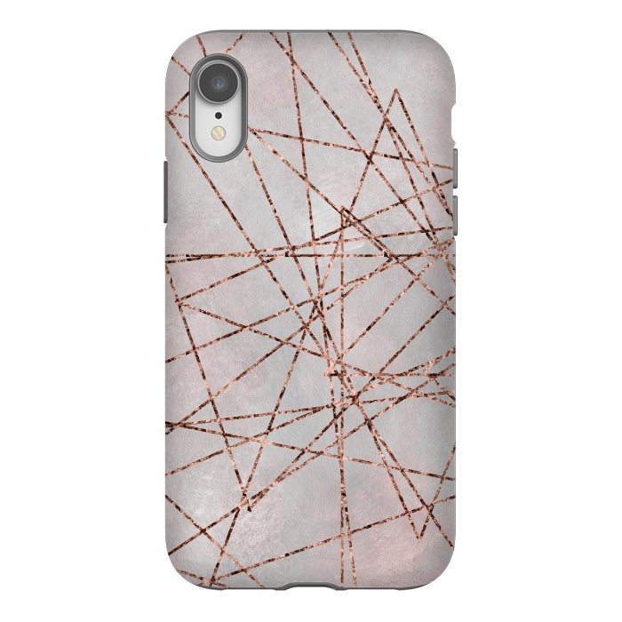 iPhone Xr StrongFit Copper Lines On Marble 2 by Andrea Haase
