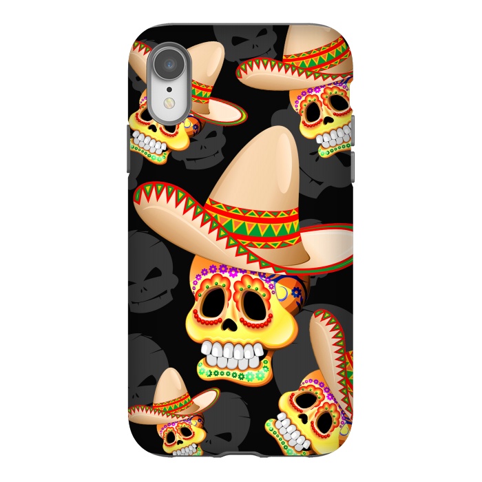 iPhone Xr StrongFit Mexico Sugar Skull with Sombrero by BluedarkArt