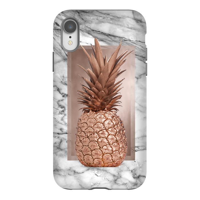iPhone Xr StrongFit Copper Pineapple on Gray Marble  by  Utart