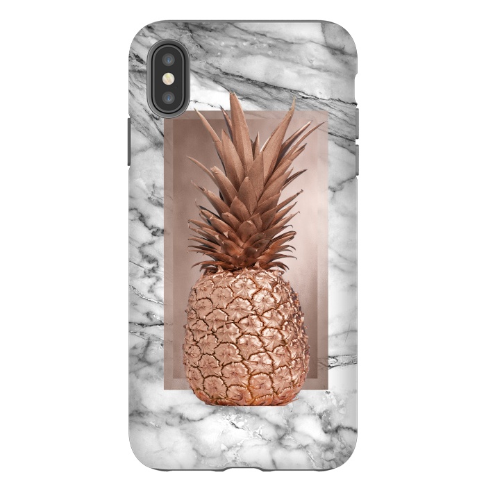 iPhone Xs Max StrongFit Copper Pineapple on Gray Marble  by  Utart
