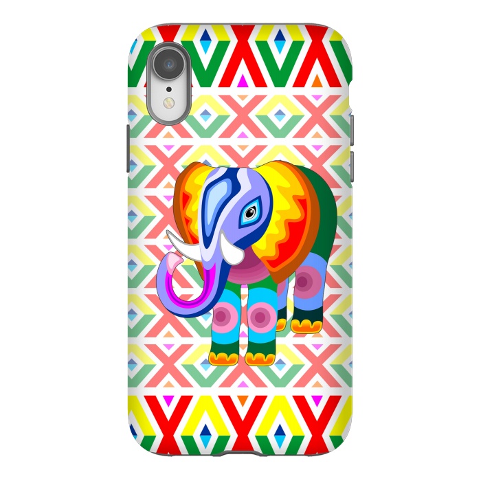 iPhone Xr StrongFit Elephant Rainbow Colors Patchwork by BluedarkArt