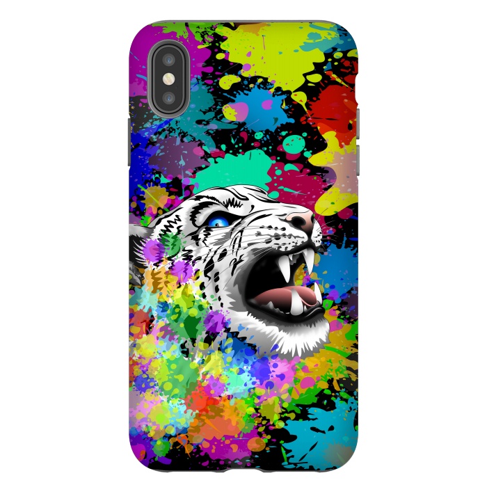 iPhone Xs Max StrongFit Leopard Psychedelic Paint Splats by BluedarkArt