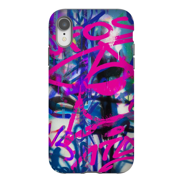 iPhone Xr StrongFit Grafitti Writing Pink Blue by Andrea Haase