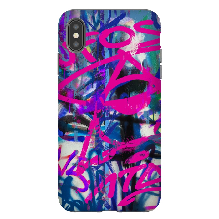 iPhone Xs Max StrongFit Grafitti Writing Pink Blue by Andrea Haase