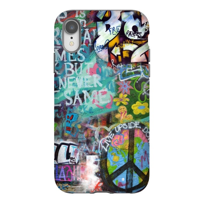 iPhone Xr StrongFit Graffiti Text And Peace Sign by Andrea Haase