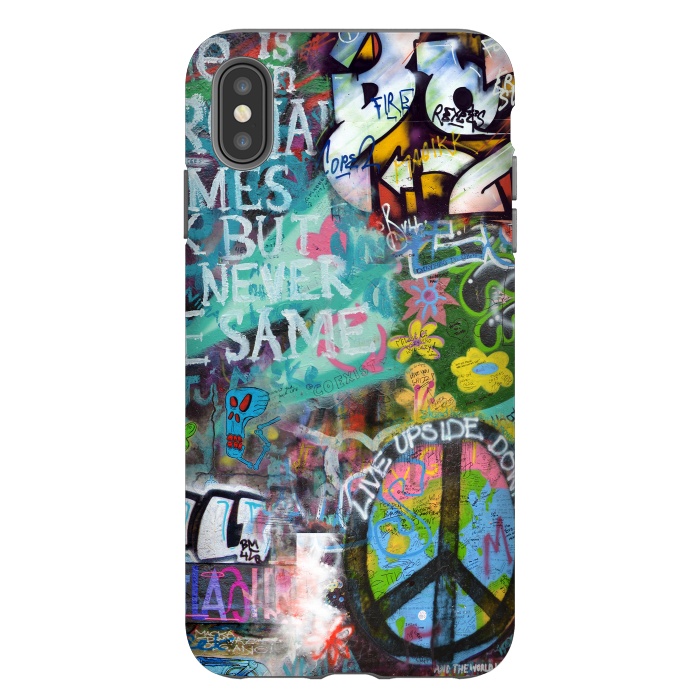 iPhone Xs Max StrongFit Graffiti Text And Peace Sign by Andrea Haase