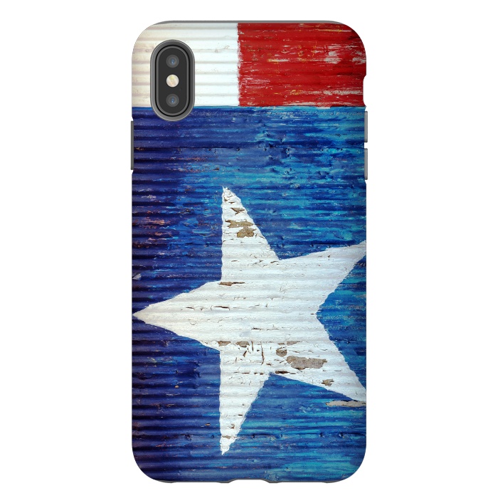iPhone Xs Max StrongFit Texas Flag On Distressed Metal by Andrea Haase