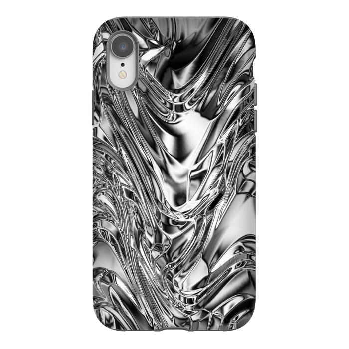 iPhone Xr StrongFit Silver Aluminium Molten Metal Digital Texture by BluedarkArt