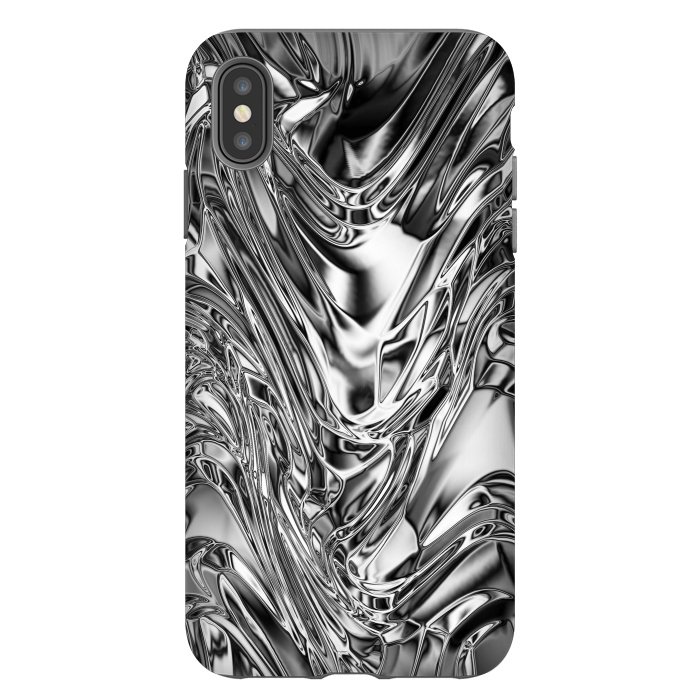 iPhone Xs Max StrongFit Silver Aluminium Molten Metal Digital Texture by BluedarkArt