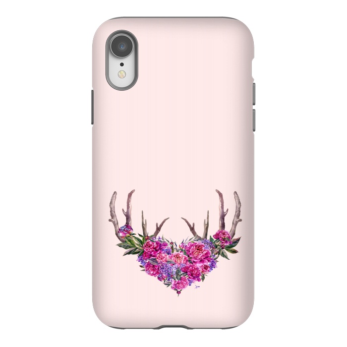 iPhone Xr StrongFit Bohemian Watercolor Illustration - Heart and Antler by  Utart