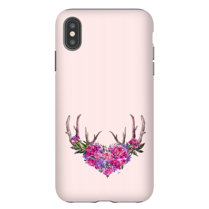 iPhone Xs Max StrongFit Bohemian Watercolor Illustration - Heart and Antler by  Utart