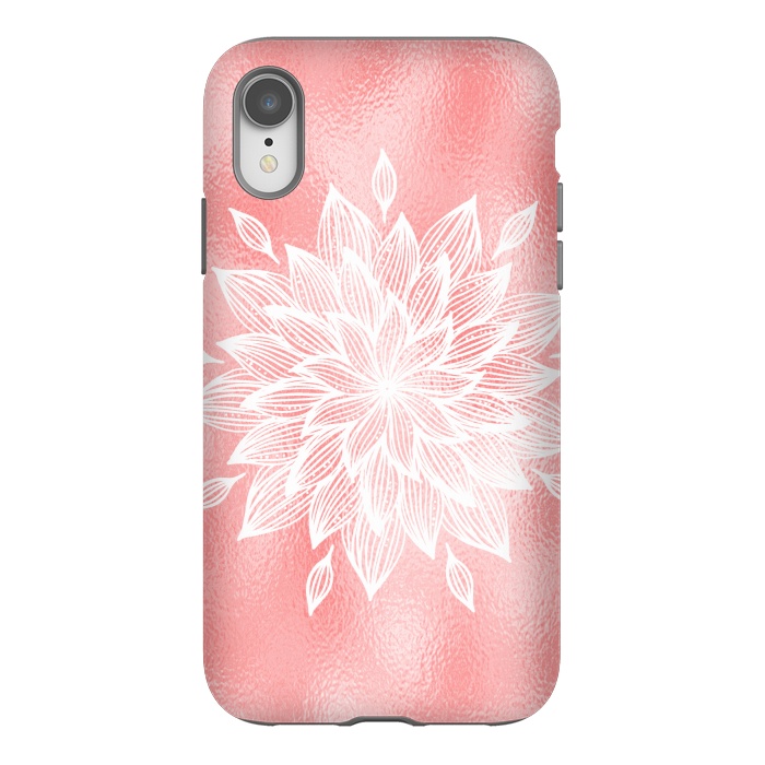 iPhone Xr StrongFit White Mandala on Pink Metal by  Utart