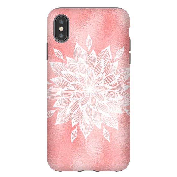 iPhone Xs Max StrongFit White Mandala on Pink Metal by  Utart