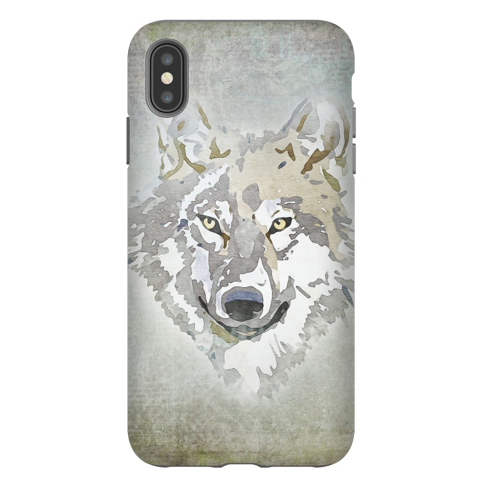 iPhone Xs Max StrongFit Wolf Head Watercolor Art 2 by Andrea Haase