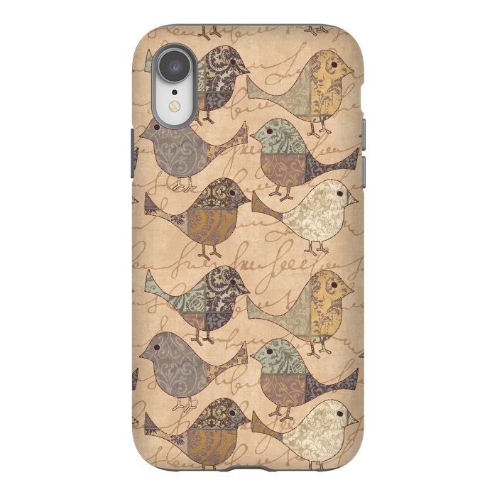 iPhone Xr StrongFit Patchwork Bird Pattern by Andrea Haase