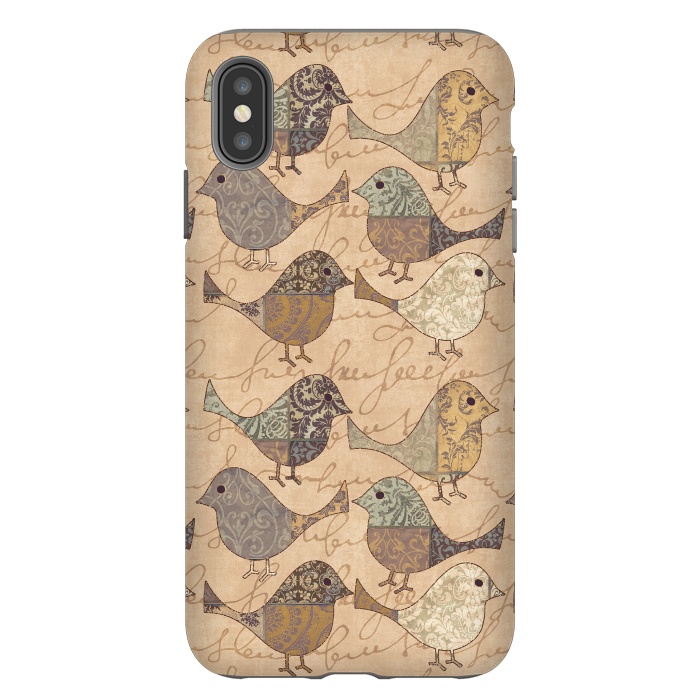 iPhone Xs Max StrongFit Patchwork Bird Pattern by Andrea Haase