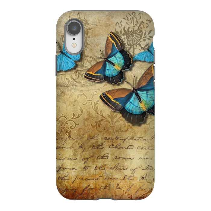 iPhone Xr StrongFit Blue Butterfly Vintage Collage by Andrea Haase