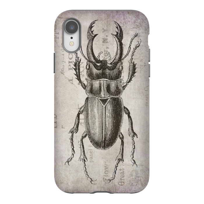 iPhone Xr StrongFit Stag Beetle Vintage Mixed Media Art by Andrea Haase