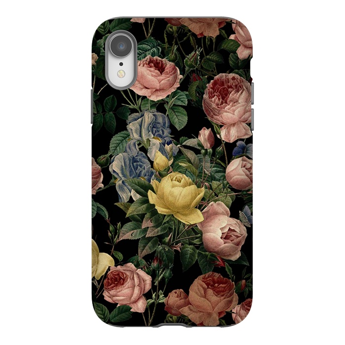 iPhone Xr StrongFit Victorian Vintage Roses on Black by  Utart