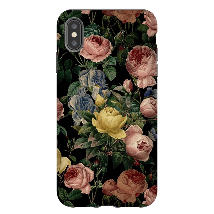 iPhone Xs Max StrongFit Victorian Vintage Roses on Black by  Utart