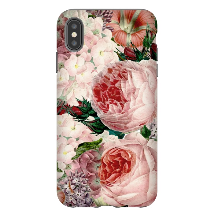 iPhone Xs Max StrongFit Roses and Hydrangea Pattern by  Utart