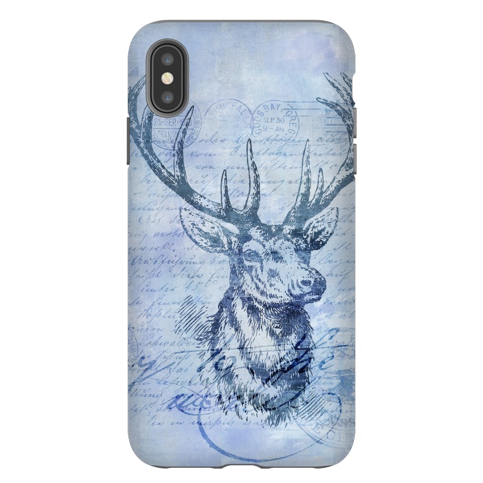 iPhone Xs Max StrongFit Blue Nostalgic Deer by Andrea Haase