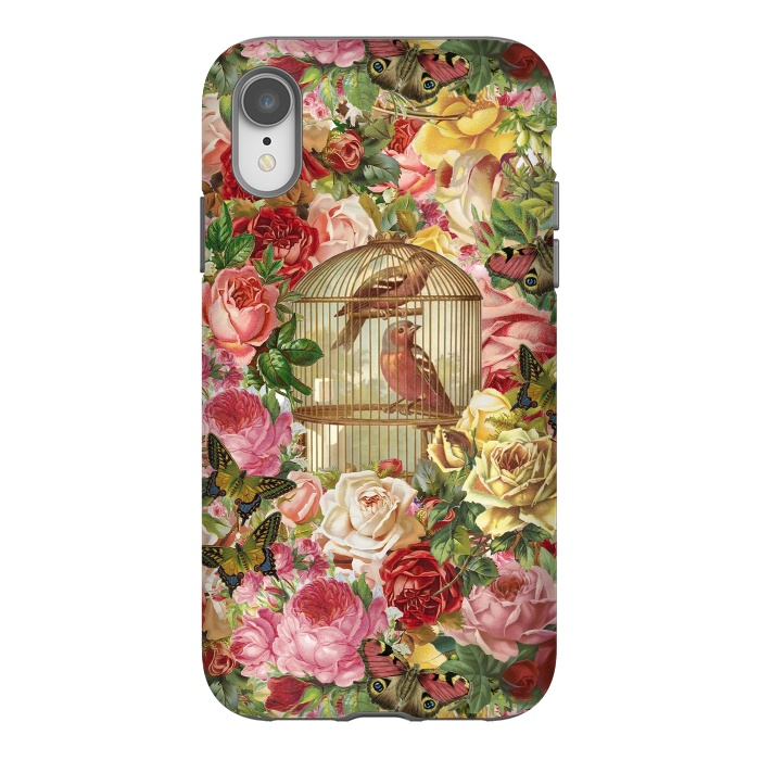 iPhone Xr StrongFit Vintage Bird Cage and Flowers by Andrea Haase