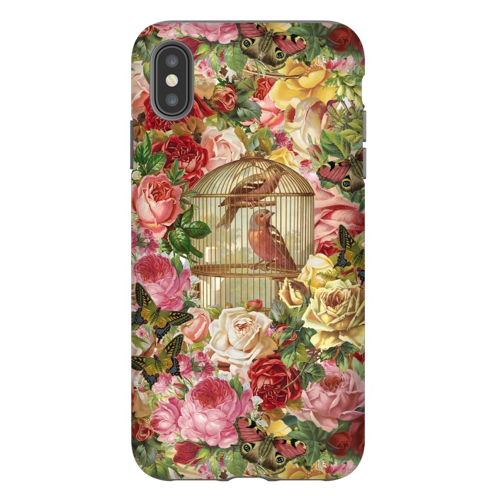 iPhone Xs Max StrongFit Vintage Bird Cage and Flowers by Andrea Haase