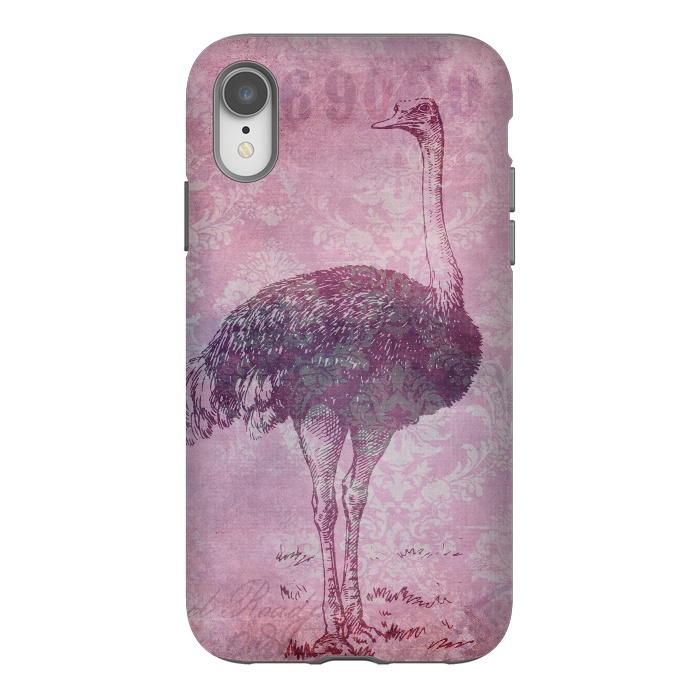 iPhone Xr StrongFit Vintage Pink Ostrich Art by Andrea Haase