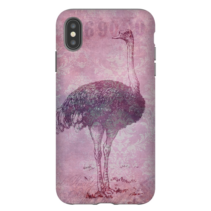 iPhone Xs Max StrongFit Vintage Pink Ostrich Art by Andrea Haase