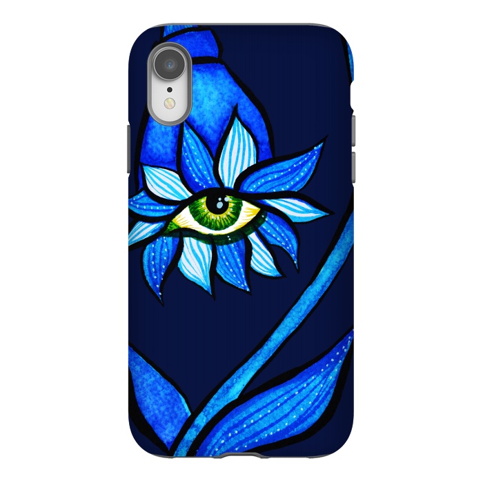 iPhone Xr StrongFit Blue Staring Creepy Eye Flower by Boriana Giormova