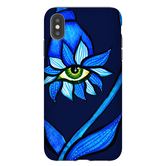 iPhone Xs Max StrongFit Blue Staring Creepy Eye Flower by Boriana Giormova