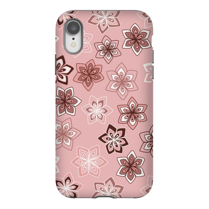 iPhone Xr StrongFit Diamond flowers on pink by Paula Ohreen