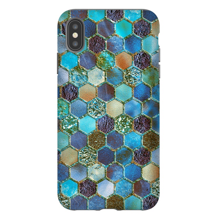 iPhone Xs Max StrongFit Multicolor Blue Metal Honeycomb Pattern by  Utart