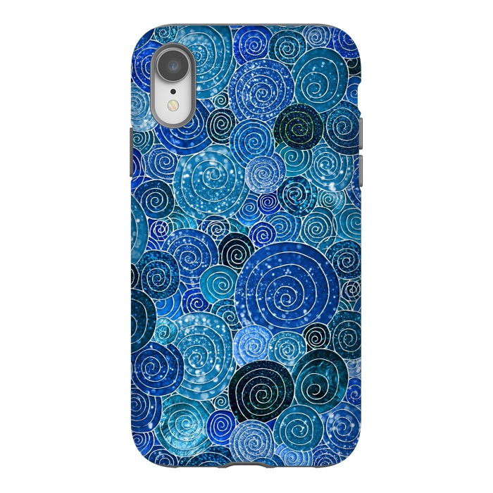 iPhone Xr StrongFit Blue Abstract Metal Dots and Circles by  Utart