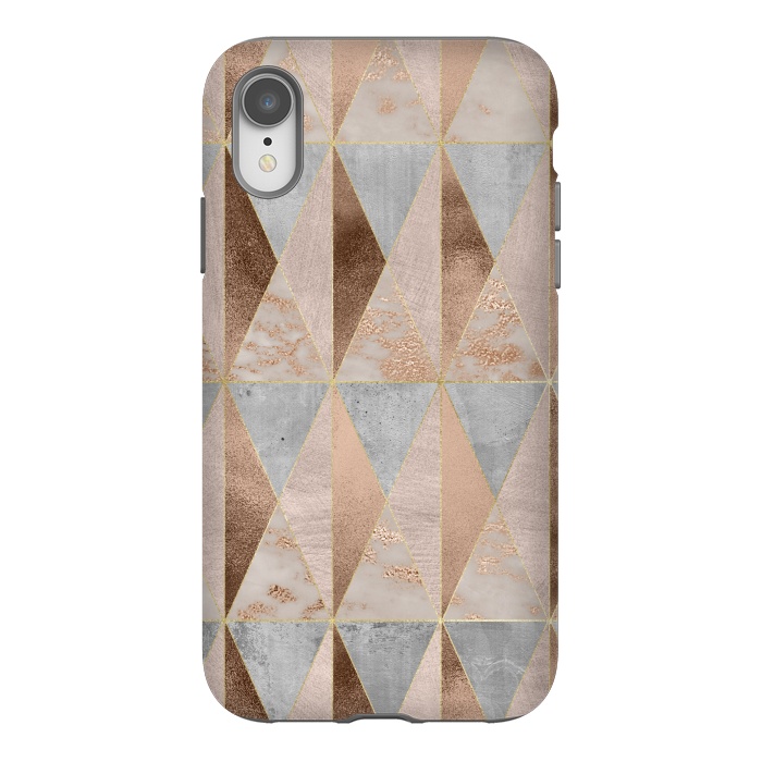 iPhone Xr StrongFit Modern Marble Geode Copper Triangle Argyle by  Utart